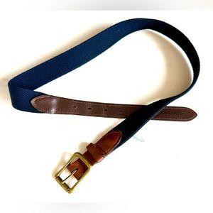 Lands End Men's Belt Brown / Navy Blue Leather Stretch
Fabric Belt Size 32 80cm